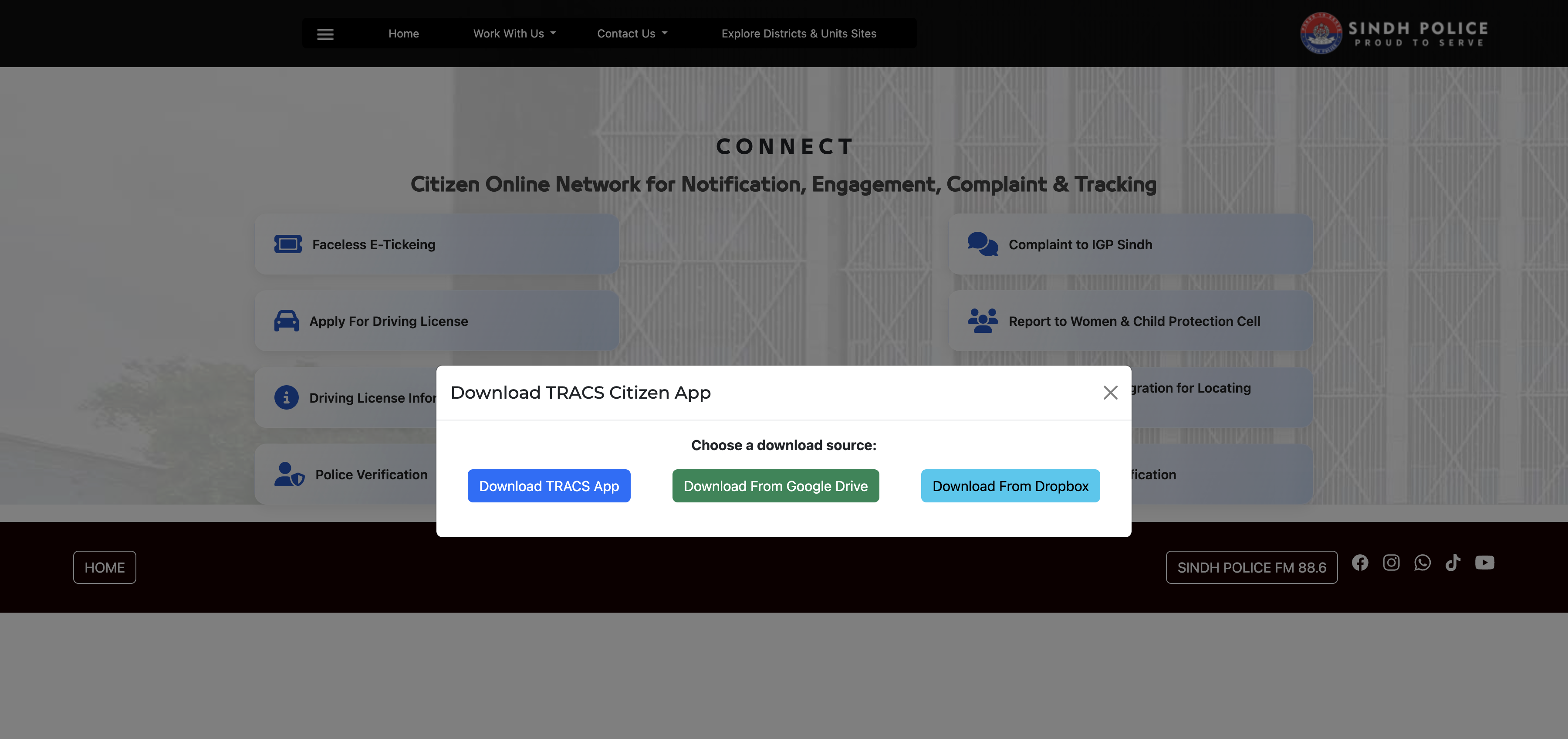 TRACS Citizen — Official download buttons (direct, Google Drive, Dropbox)